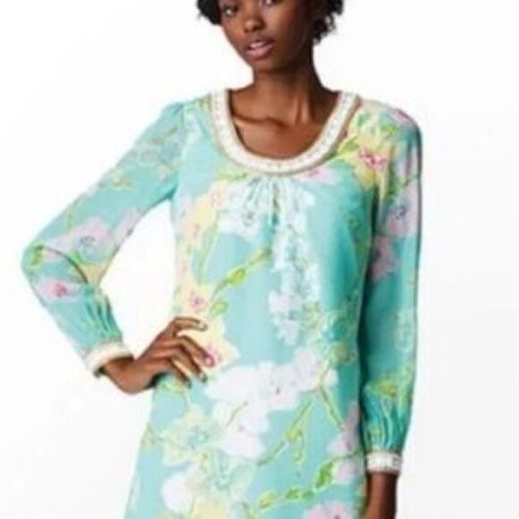 Lilly Pulitzer Madly Glamorous Harper Beaded Shift Dress 100% Silk Women Size 6 - Picture 1 of 15
